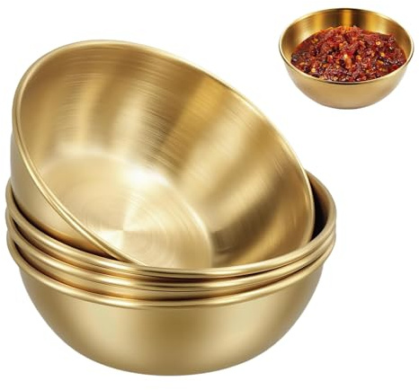 BYZCYSG Stainless Steel Snack & Dip Bowls, Round, Small, Set of 4, Modern Style (Golden)