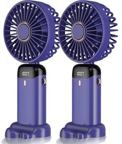 home stuff 2-Pack Handheld & Neck Fan with Water Mist - 4000mAh USB Rechargeable, 3-Speed, 5 Wind Modes, Ultra-Quiet (35dB) - for Couples, Travel, Office, Outdoors