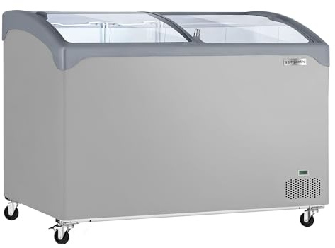 Commercial Chest Freezer - 286 L - Double Glass Lid - Static Cooling - Grey - UK plug