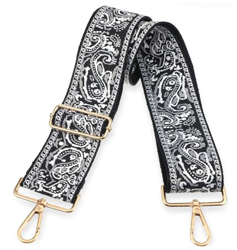 Wide Shoulder Strap for Bag - 2 Inch Adjustable Bag Strap Replacement for Women, Retro Jacquard Embroidered Handbag Straps for Crossbody Purse Handbag Guitar Camera Bags