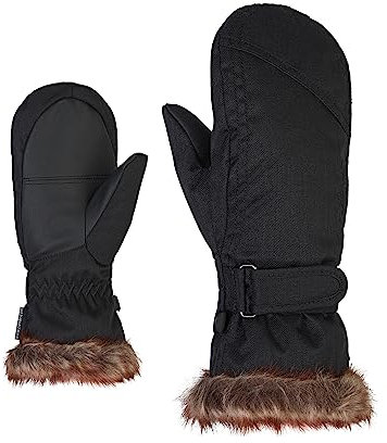 Ziener Mädchen LED Ski-Fäustling/Wintersport | warm atmungsaktiv, black-stru, 7,5