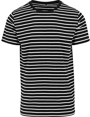 Build Your Brand Randig t-shirt herr, Svart/vit, M