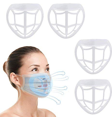 YONII 4 Piezas De Protección De Lápiz Labial 3D Cool Máscara Soporte Interior, Almohadillas Para La Nariz Prevenir La Eliminación De Maquillaje Mejorar El Espacio De Respiración|Blanco|