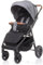 4BABY STINGER Spacerwagen bis 22kg, gepumpte Räder, mit Liegefunktion, Fußdecke, Getränkehalter Korb (Grau)