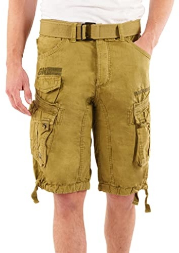Geographical Norway Panoramashorts för män - lediga shorts i bomull för män - shorts för män sport cargo- shorts shorts med normal passform - herr vår sommar, Tätningsmedel, 3XL