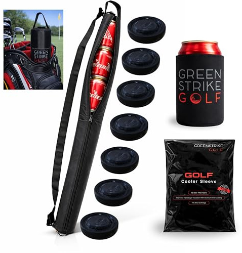 Super Large Golf Beer Sleeve for Golf Bag with 7 Reusable Cold Packs - XL-Size: 9 Cans Golf Cooler Bag - Great Golf Gift - Golf Bag Beer Cooler Sleeve Keeps Beverages Icy Cold for 8 Hours