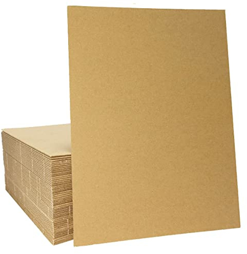 50 Packs 8x10 Inch Corrugated Cardboard Sheets, Premium Brown Kraft Corrugated Pads Cardboard Inserts Bulk Flat for T-Shirts, Shipping, Mailing, DIY Décor and Crafts