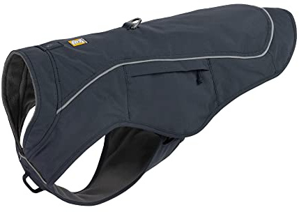 RUFFWEAR Overcoat Fuse 2-in-1-Kombination aus Hundemantel und -Geschirr, mit Fleece Gefütterte Hundejacke, Basaltgrau, Größe S