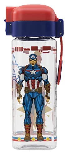 Marvel Trinkflasche für Kinder, wiederverwendbar, auslaufsicher, mit Tragegriff, einfaches Öffnen mit Druckknopf, 550 ml Fassungsvermögen