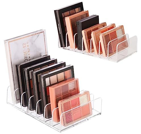 2PCS Makeup Organiser, Clear Acrylic Organiser, Acrylic Makeup Organiser, 7-Section Divided Cosmetics Make up Storage Organizer Box, Plastic Cosmetics Holder, for Dresser Vanity Bathroom Kitchen