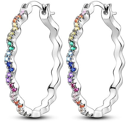 NARMO 925 Sterling Silber Ohrringe für Frauen Bunte Cubic Zirkonia Regenbogen Leichte Ohrringe