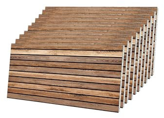 IZODEKOR Lot de 10 panneaux muraux 3D en polystyrène expansé, Aspect bois, Décoration murale pour cuisine, salle de bain, balcon, chambre à coucher, salon, Bois foncé