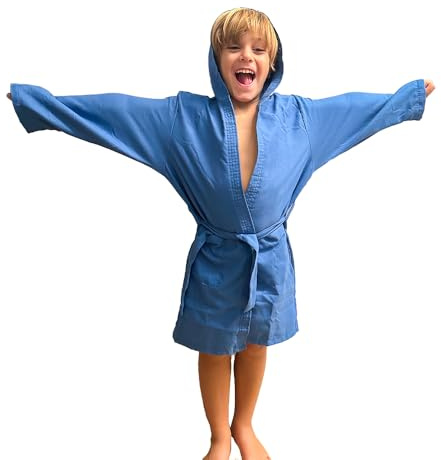Jenny Sesal Accappatoio in microfibra con cappuccio e cintura per bambino/bambina - ragazzo/ragazza confezione salvaspazio (10/12 anni, Blue Royal)