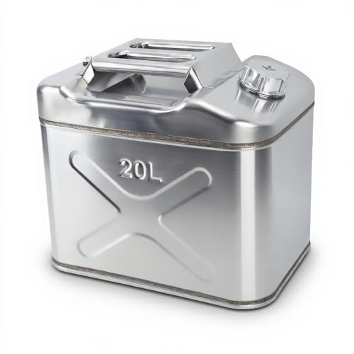 20L Br?nsledunk i Rostfritt St?l bidon para gasolina 20 litros B?rbar Bensindunk med Automatiskt Ventilationsmunstycke Brett Handtag Energisparande f?r Bilar gasolina recipiente Taniche carburante