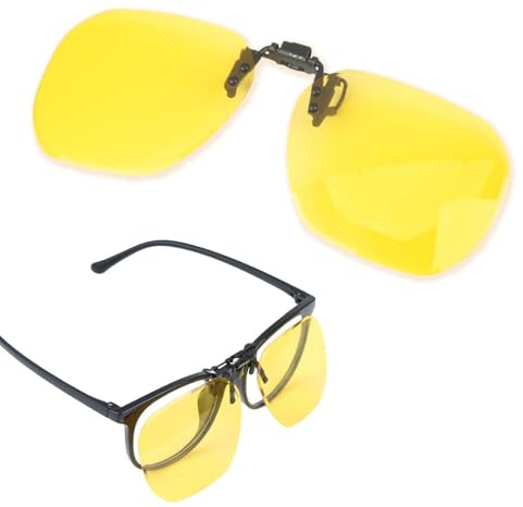 Clip Lunettes Conduite de Nuit Polarisées, Verres Jaunes HD Anti-Éblouissement, Surlunettes pour Lunettes de Vue, Ultra Léger Homme Femme, Conduite Nuit Pluie, ISO 12312