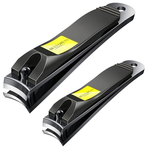 Set di 2 tagliaunghie in acciaio inox, per uomini e donne, robusto kit per tagliare le unghie, 2 pezzi (confezione da 1) (nero/bianco)