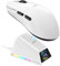 AJAZZ AJ159 APEX 8K Kabellose Gaming-Maus, Magnetische Ladestation mit Screen, Pixart PAW3950 Sensor, Bis zu 42000 DPI, 56g Ultraleicht, 100M Klicks HUANO-Schalter, Tri-Mode Mäuse, für PC/MAC (Weiß)