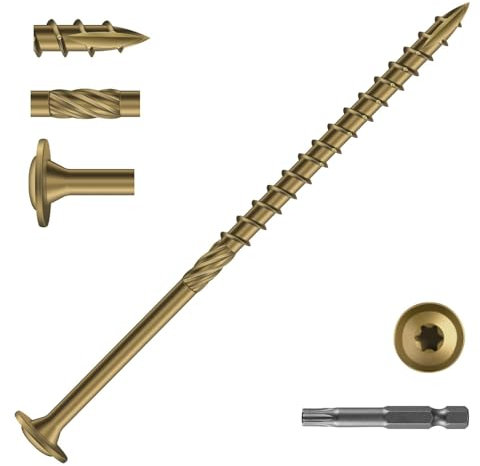 Dayalo 50 Stück Tellerkopfschrauben 6,3 x 125 mm, Holzschrauben Torx, Holzbauschrauben, Spanplattenschrauben, Konstruktionsschrauben Torx Schrauben mit Doppelspiralgewinde, mit Torx Bit