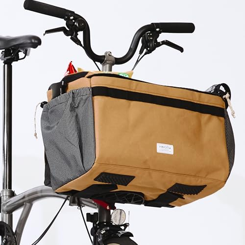 Vincita Caddy Pet Basket for Brompton Bike – Secure Aluminum Frame Dog & Cat Carrier – Breathable Mesh Top, Internal Safety Leash & Washable Liner – Fits Front Carrier Block (Brown)