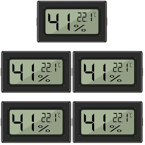 NEUTYPECHIC 5 Pièces Thermometre Hygrometre Interieur Mini, Température Humidité Exterieur Digital LCD, Moniteur de Température et Humidimètre Haute Précision, pour Bureau, Frigo, Cuisine, Reptiles