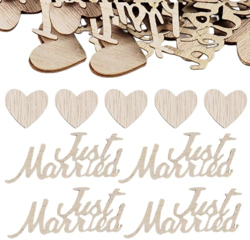 WUSJCOF décoration table mariage - 60 pièces de confettis coeur - just married decoration - deco table champetre pour mariage et projets DIY