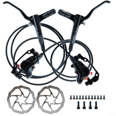 Oniissy Set di freni a disco idraulici per mountain bike, freni a olio pre-riempiti con sistema a pinza a doppio pistone anteriore e posteriore per bicicletta MTB, compatibile con 160 mm