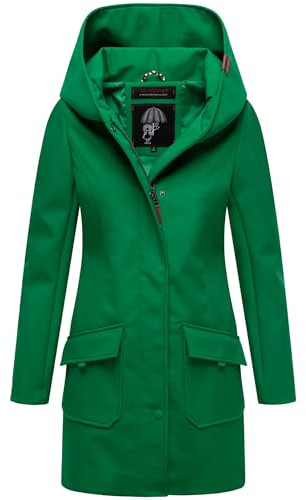 MARIKOO Damen Übergangsjacke Softshellmantel atmungsaktiv mit Kapuze Mayleen Smaragd Green Gr. M