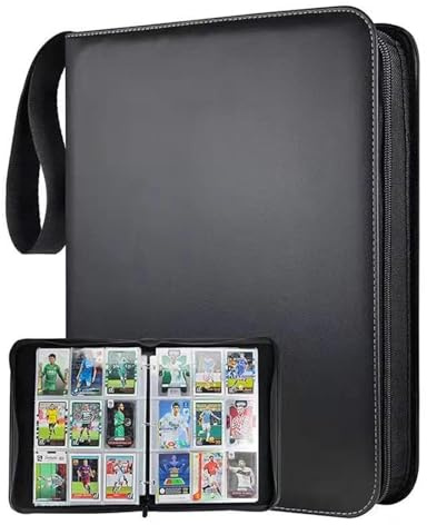 GOEDCH Album di carte collezionabili per 900 carte: PU impermeabile, nero, 9 carte, album portatili, carte di credito, Trading Cards per TCG, collezione di carte Football Sports Card (29 × 34 × 5 cm)
