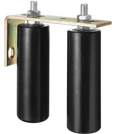 QUARKZMAN 2pz Scorrevole Cancello Guida Rullo Rulli Nylon 6 Rulli Supporto Cancello Assemblaggio con Montante Posteriore a L Staffa Universale Cuscinetto a Sfere Sigillato Guida Nero