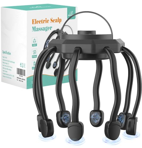 BERVASTO Head Massager Scalp Electric with 3 Modes, Head Massager Scalp Stress Relax Rechargeable Portable, Type-C, Head Scratcher for Stress Relax