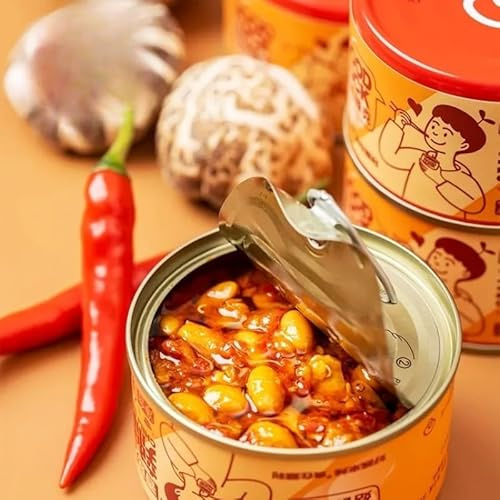 Delicious mushroom sauce, red pepper shiitake mushroom sauce, Chinese red oil chili paste 80g/can, fresh vegetable salad dressing, hot pot seasoning, side dish, condiment (3 cans,Soybean Flavor)