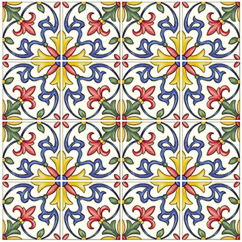 In Home NH2365 Tuscan Tile Peel & Stick Backsplash Tiles, Standard, Multicolor
