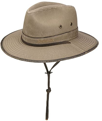Stetson Tarnell Traveller Baumwollhut Herren - Travellerhut aus Baumwolle - Sommerhut mit UV-Schutz 40+ - Stoffhut mit Luftösen - Herrenhut Sonnenhut Frühjahr/Sommer beige M (56-57 cm)