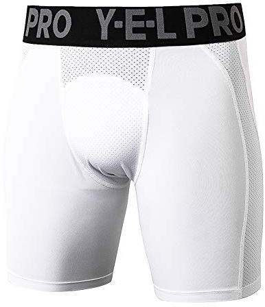 Shengwan Mallas Cortas Running Hombre Transpirable Secado Rápido Pantalones Cortos de Compresión para Deporte, Fitness, Gym Blanco XS