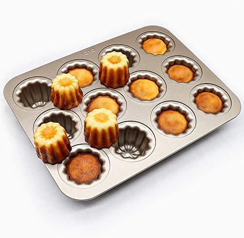 Canele Formen Kuchenform Karbonstahl 12 Mulden Antihaft Cannele Formen Backformen für Backofen Backen Cup Cake