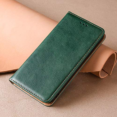 Tybiky iPhone Xr Case, iPhone Xr Mobile Phone Case [Genuine Leather] [Thickened TPU] [Card Slots] [Stand Function] [Magnet] Shockproof Protective Leather Case Cover Compatible for iPhone Xr.Dark Green