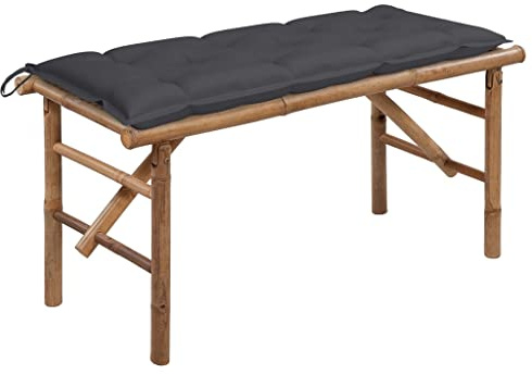 vidaXL Hopfällbar trädgårdsbänk med dyna 118 cm bambu