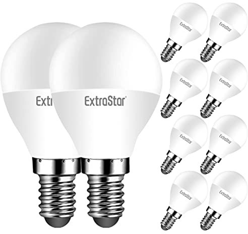 EXTRASTAR Bombillas LED E14, 5W Equivalente a 40W, Luz Fría 6500K, 425 Lúmen, Bajo Consumo, No regulable, Paquete de 10
