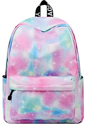 YANAIER Mädchen Schulrucksack Damen Rucksack Daypack Kinder Schultasche Frauen Aufdruck Rucksack Laptop Rucksack Rosa-grün
