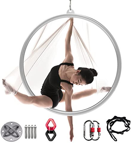 Aerial Hoop Ring Indoor Outdoor Yoga Luftreifen, 80/85/90/95/100cm Erwachsene Lyra Hoop Luftring Set, Einzelpunkt-Yoga-Reifen Gymnastik Akrobatische Gewichtsabnahme ( Size : Diameter-90cm(35 1/2) )