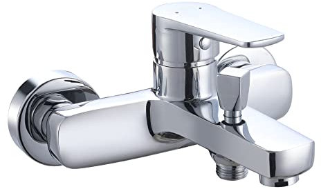 Krobec Badewannenarmatur aus Messing,Wasserhahn Badewanne,Badarmatur - Einhand-Wannenbatterie,Badewannenarmatur mit Umsteller,Wannenarmatur klassisch,Einhebelmischer(Chrom). (Chrome)