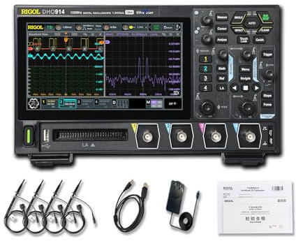 RIGOL Oszilloskop,DHO914 Tragbares digitales Oszilloskop,125MHz Bandbreite,4 analoge Kanäle,16 digitale Kanäle, 12bit vertikale Auflösung,unterstützt die Bode-Plot-Analyse