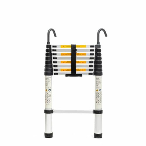 InnovaGoods - Ausziehbare Aluminium Teleskopleiter, 10 Sprossen Sicherheitssperre, 150kg Tragkraft, Leicht & Einfach zu Verstauen, Vielseitig für Innen- & Außenbereich, Metallic, 3,2 M, Kunststoff