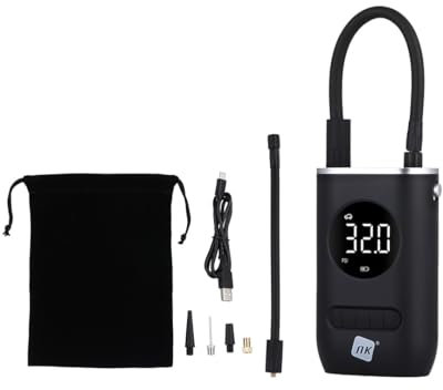 NK Compressore d'aria elettrico portatile, gonfiatore e gonfiatore 150 psi, 4000 mAh, display digitale, torcia a LED, adatto per auto, moto, bici, scooter e palloni