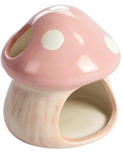 PENCK Ceramic Aquarium Mushroom House, Betta Fish Hideout Shrimp Cave, Pink