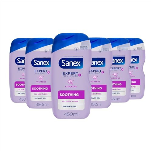 Sanex Expert Skin Health+ Micellar Soothing Shower Gel 450ml X 6, For Dry Skin, Body Wash For Men & Women, Nourishes Skin, Soothes Skin Tightness, 12 Hour Hydration, Prebiotic & Postbiotic Complex
