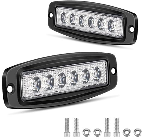 Fxlpower 2 pezzi 18W Faro di Retromarcia 12-80V Faro da Lavoro LED, Faretto IP67 Proiettore per Auto, Gradini di un camion, Pickup, Trattore, ATV, Moto