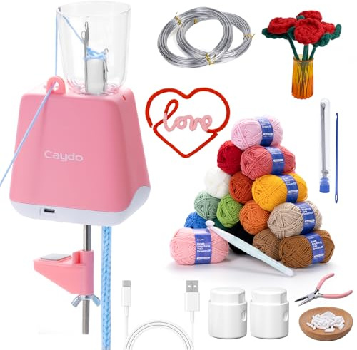 Caydo iCord Maker Kit for Beginners, 92pcs i-Cord Knitting Set for DIY Handicrafts Making, Quickly Knitting iCord with i Cord Knitting Machine Create Pretty Crafts, Ideal Present