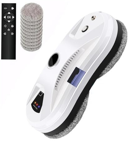 Robot limpiador de cristal, 5600 Pa de succión, robot lavado de cristal automático, sistema de seguridad, navegación inteligente, control remoto, para todas las superficies lisas, con 10 paños (B)