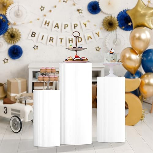 Zylinder Ständer für Party, 3 Stück Große Zylinderständer aus Metall Robuster Dekosäule Blumensäule Sockel Ständer für Partys, Hochzeiten, Geburtstage, Kuchen, Desserts, Blumen, Dekorationsständer